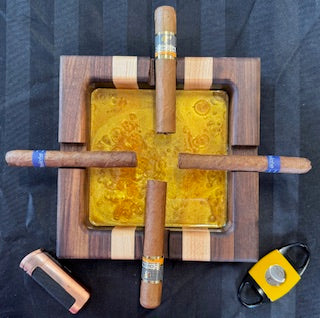 Luxury Walnut & Maple Cigar Ashtray - #25-A-0011