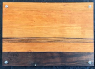 Engraved Cherry, Walnut & Zebrawood Cutting Board - #25-B-0014