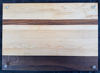Engraved Maple, Walnut & Zebrawood Cutting Board - #25-B-0018