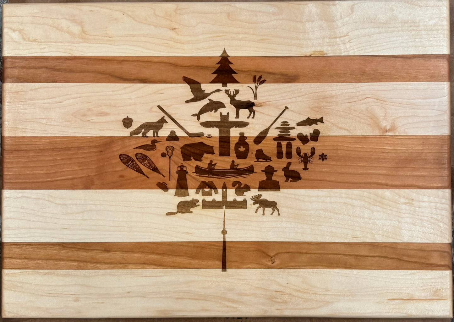 Engraved Cherry & Maple Cutting Board - #25-B-0028