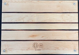 Maple and Walnut Edge Grain wood Cutting Board with engraved fireworks