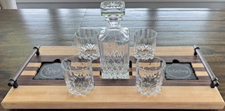 Luxury Drink Tray Set - With Crystal Glasses & Coasters - #25-CD-0003