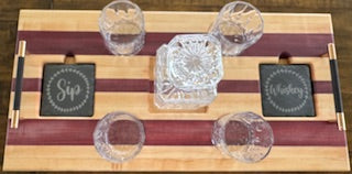Luxury Drink Tray Set - With Crystal Glasses & Coasters - #25-CD-0004