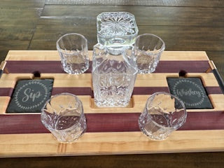 Luxury Drink Tray Set - With Crystal Glasses & Coasters - #25-CD-0004