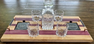 Luxury Drink Tray Set - With Crystal Glasses & Coasters - #25-CD-0004