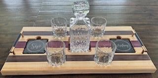 Luxury Drink Tray Set - With Crystal Glasses & Coasters - #25-CD-0005