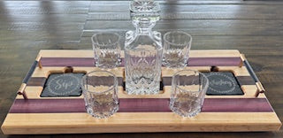Luxury Drink Tray Set - With Crystal Glasses & Coasters - #25-CD-0006