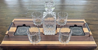 Luxury Drink Tray Set - With Crystal Glasses & Coasters - #25-CD-0008