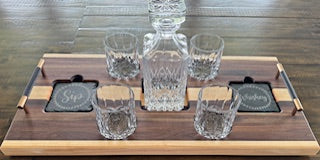 Luxury Drink Tray Set - With Crystal Glasses & Coasters - #25-CD-0009