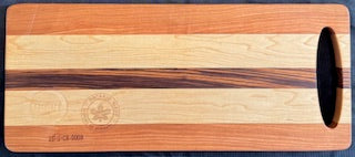 Engraved Christmas Cutting Board - Cherry, Maple & Zebrawood- #25-S-CB-0008