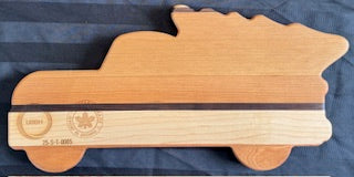 Maple, walnut and cherry wood truck carrying a Christmas tree shaped tray