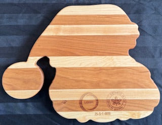 Maple and cherry wood Santa tray with engraved milk and cookies