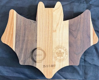 Maple, Walnut and cherry wood bat shaped serving tray