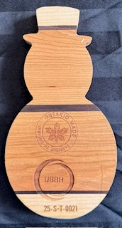 Maple, Walnut and cherry wood sectioned snowman tray