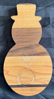 Walnut and cherry wood sectioned snowman tray