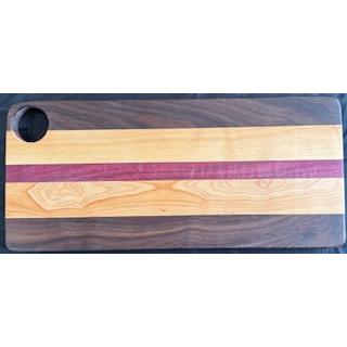 Rectangular Walnut, Cherry, Purple Heart Serving Board - #25-SB-0001