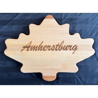 Engraved Maple & Cherry Maple Leaf Shaped Serving Board - #25-SB-0003