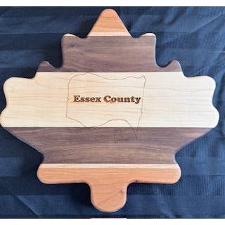 Engraved Maple, Cherry & Walnut Maple Leaf Shaped Serving Board - #25-SB-0005