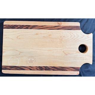 Engraved Maple & Zebrawood UBBH Original Shaped Serving Board – unique engraved serving board made from maple and zebrawood