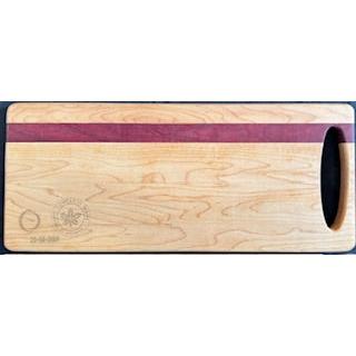 Engraved Maple, Cherry & Purple Heart Rectangular Serving Board – engraved rectangular board made from maple, cherry, and purple heart