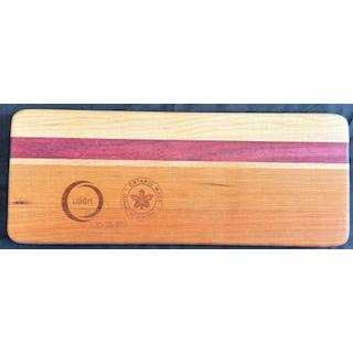 Cherry, Maple & Purple Heart Small Rectangular Serving Board – compact rectangular serving board made with cherry, maple, and purple heart