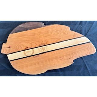 Cherry, Maple & Walnut Angled Leaf Serving Board – angled leaf shaped serving board made from cherry, maple, and walnut