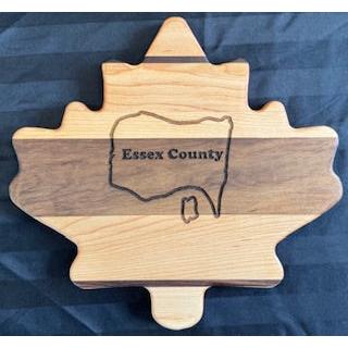 Engraved Maple & Walnut Maple Leaf Shaped Serving Board - #25-SB-0014