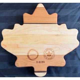 Engraved Maple, Cherry & Walnut Maple Leaf Shaped Serving Board - #25-SB-0016
