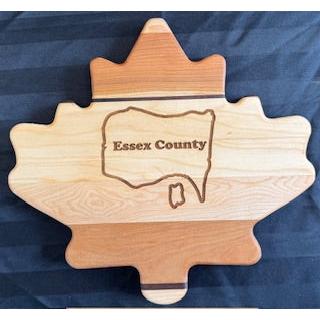 Engraved Maple, Cherry & Walnut Maple Leaf Shaped Serving Board - #25-SB-0016