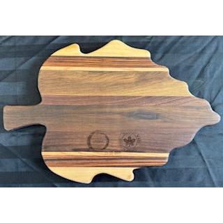 Walnut, Maple & Zebrawood Maple Leaf Shaped Serving Board - #25-SB-0019