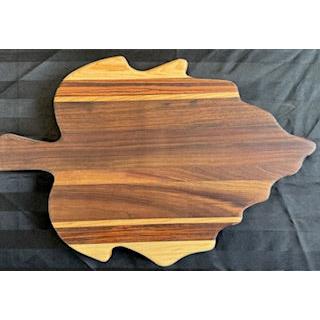 Walnut, Maple & Zebrawood Maple Leaf Shaped Serving Board - #25-SB-0019