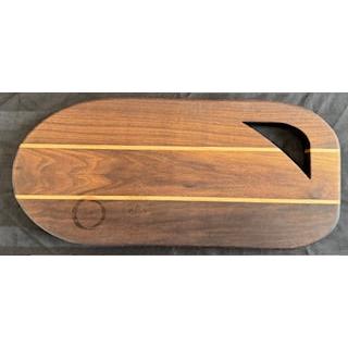 Walnut & Maple Surfboard Shaped Serving Board – surfboard shaped cutting and serving board with walnut and maple stripes