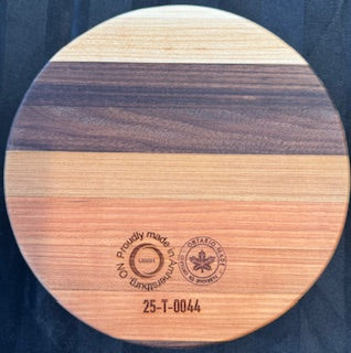walnut, maple and cherry wood 4 Section Circle Tray