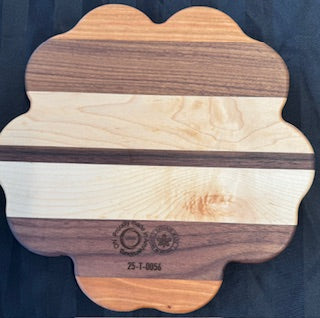 Maple, walnut and cherry wood 6 Sectioned pansy Tray