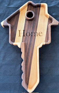 House Key Tray – Compact wood tray with key-shaped design