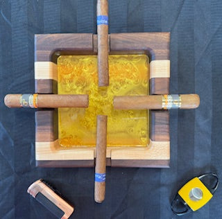 Luxury Walnut & Maple Cigar Ashtray - #25-A-0008