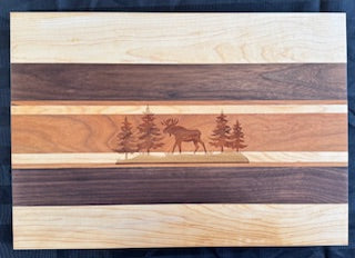 Engraved Walnut, Cherry & Maple Cutting Board - #25-B-0019