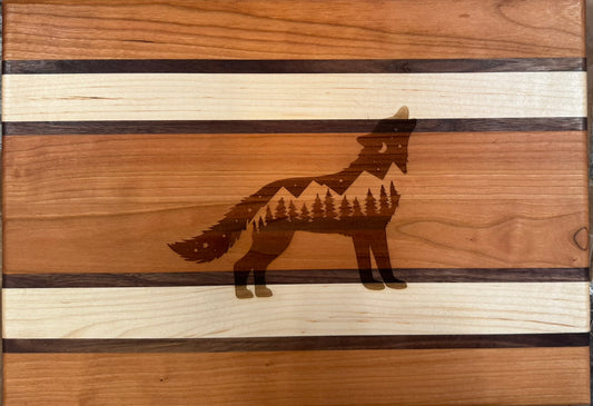 Engraved Walnut, Cherry & Maple Cutting Board - #25-B-0030