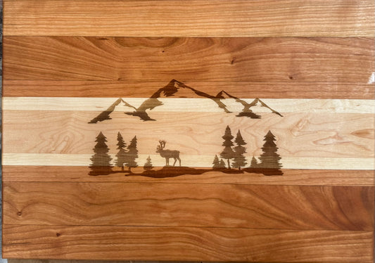 Engraved Cherry & Maple Cutting Board - #25-B-0031