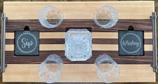 Luxury Drink Tray Set - With Crystal Glasses & Coasters - #25-CD-0003