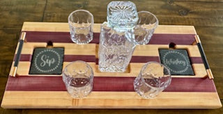 Luxury Drink Tray Set - With Crystal Glasses & Coasters - #25-CD-0004