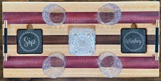 Luxury Drink Tray Set - With Crystal Glasses & Coasters - #25-CD-0006