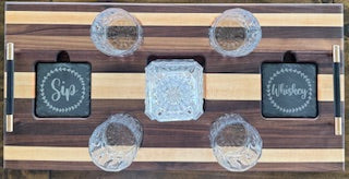 Luxury Drink Tray Set - With Crystal Glasses & Coasters - #25-CD-0008
