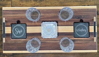 Luxury Drink Tray Set - With Crystal Glasses & Coasters - #25-CD-0009