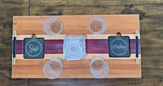 Luxury Drink Tray Set - With Crystal Glasses & Coasters - #25-CD-0010