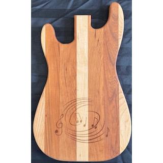 Engraved Maple & Cherry Electric Guitar Shaped Serving Board - #25-SB-0004