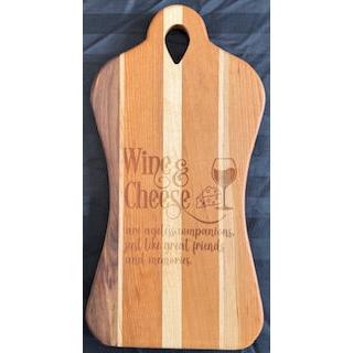Engraved Cherry, Maple & Walnut Hourglass Shaped Serving Board - #25-SB-0007