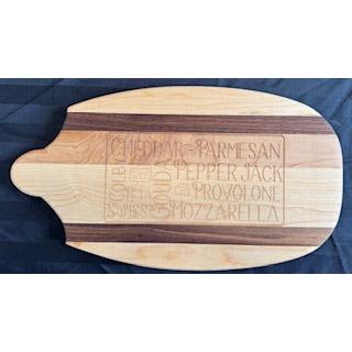 Engraved Maple, Cherry & Walnut Rounded Serving Board - #25-SB-0010