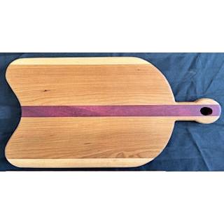 Cherry, Maple & Purple Heart Panhandle Shaped Serving Board - #25-SB-0020