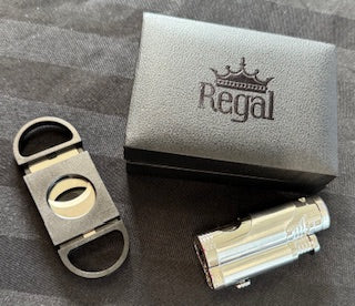 Luxury Cigar Tray Set - With Cigar Cutter & Torch Lighter - #25-CD-0013
